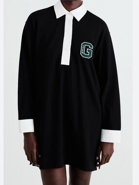 Gap polo mini dress black and white cotton size small